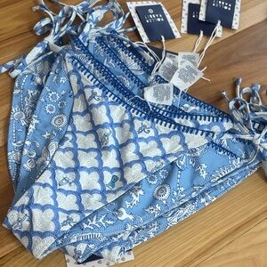 Roller rabbit Blue & White Paisley Tie-Side Bikini Bottoms